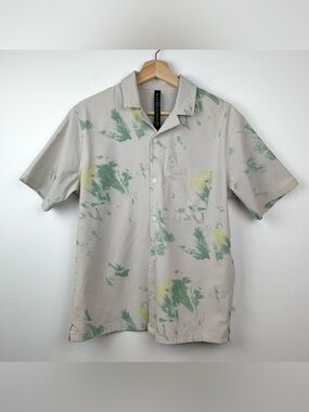 Lululemon Airing Easy Camp Collar Shirt Diffuse Dye Print Green Multi Sz Small